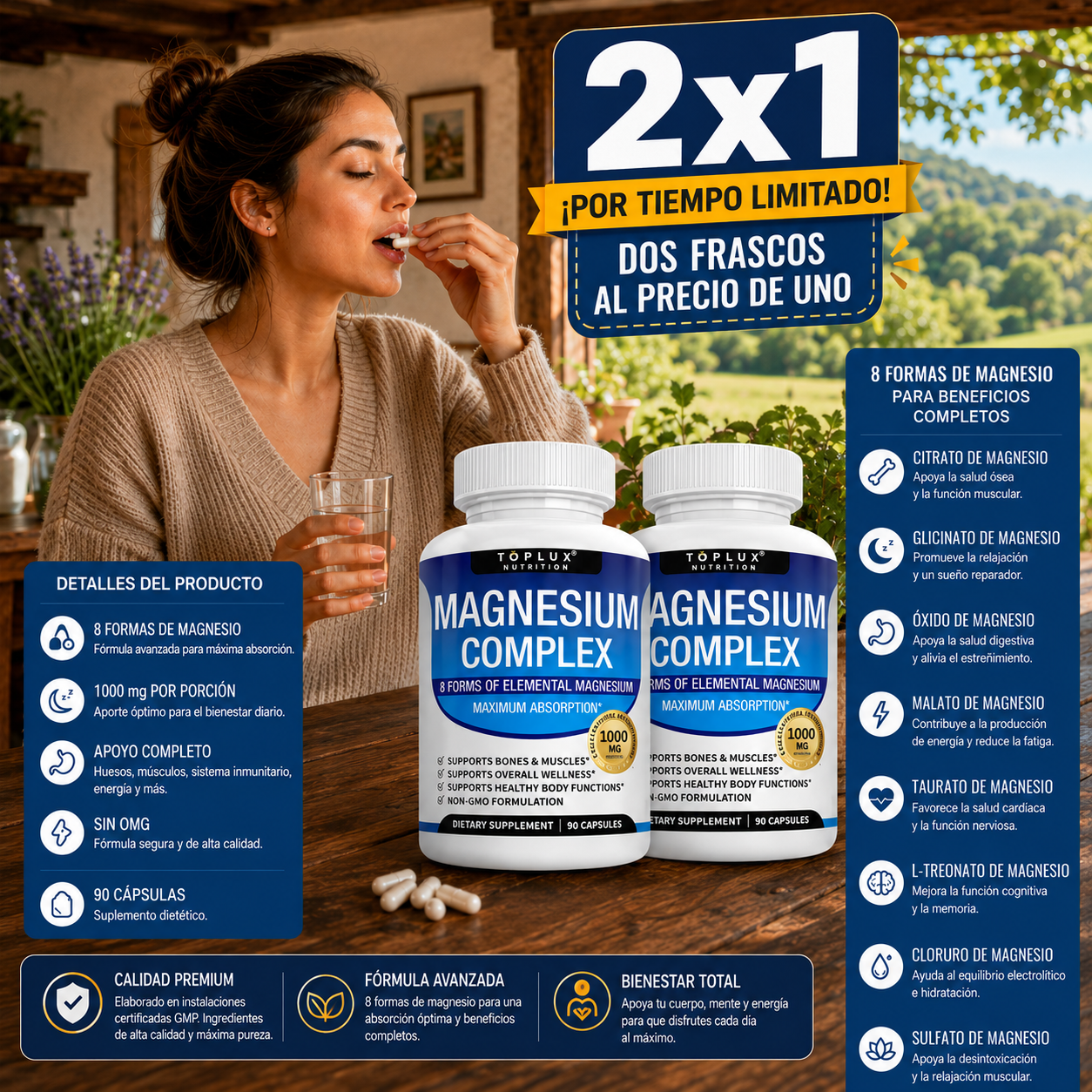🌟2x1 Magnesium Complex 1000 mg ORIGINAL 8 tipos de magnesio en 1🌿
