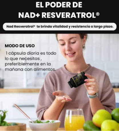 NAD + Resveratrol 2x1 - Suplemento Potenciador & Rejuvenecedor
