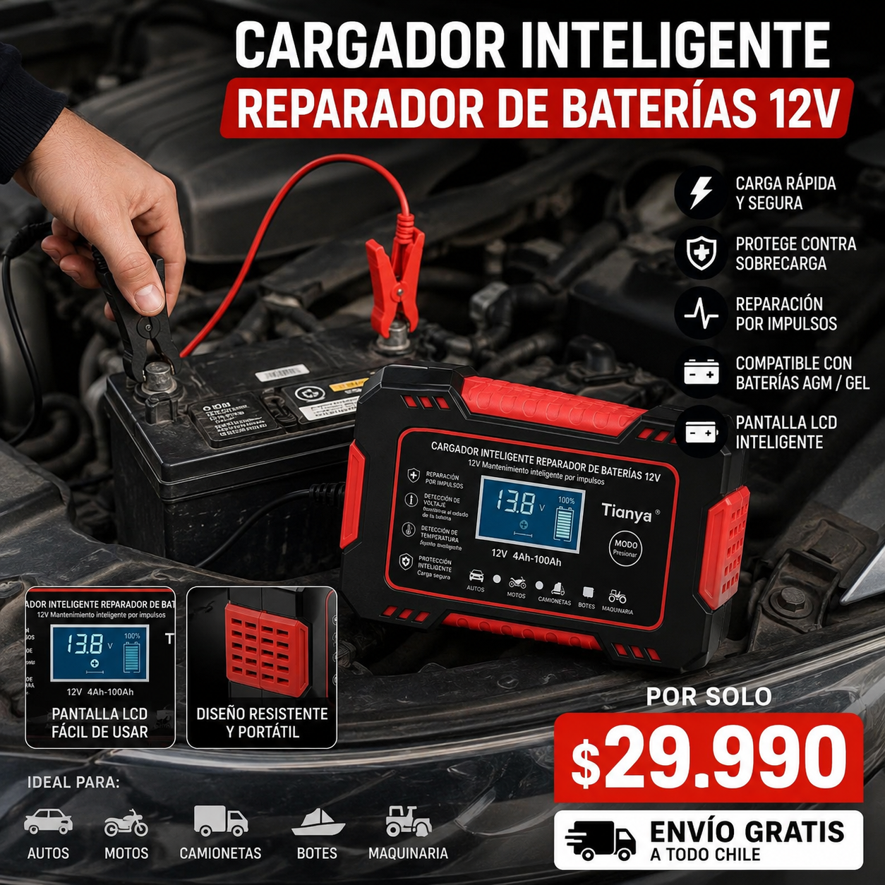 CARGADOR DE BATERIAS PARA AUTO