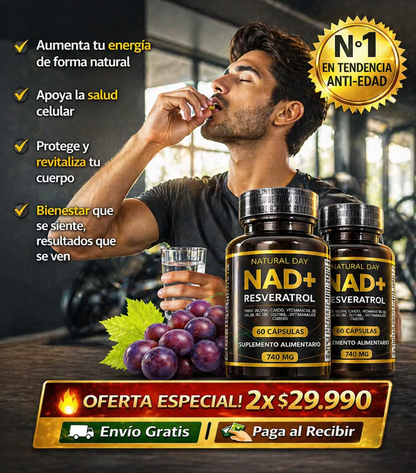 NAD + Resveratrol 2x1 - Suplemento Potenciador & Rejuvenecedor